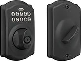 Schlage BE365 V CAM 622 Electronic Deadbolt, Matte Black, Residential, 1 Grade, Metal, Thumbturn Interior Handle